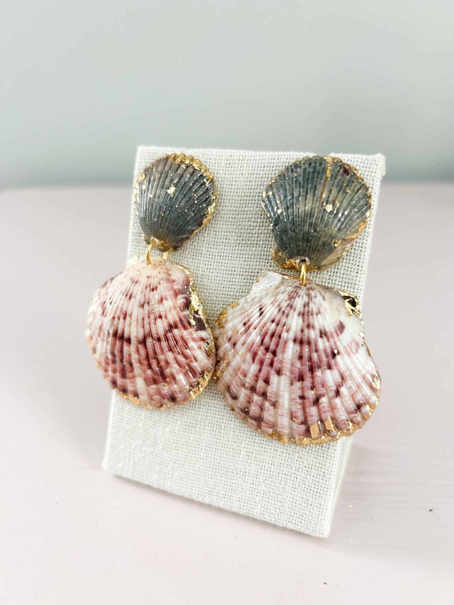Green and Red Invisible String Earrings