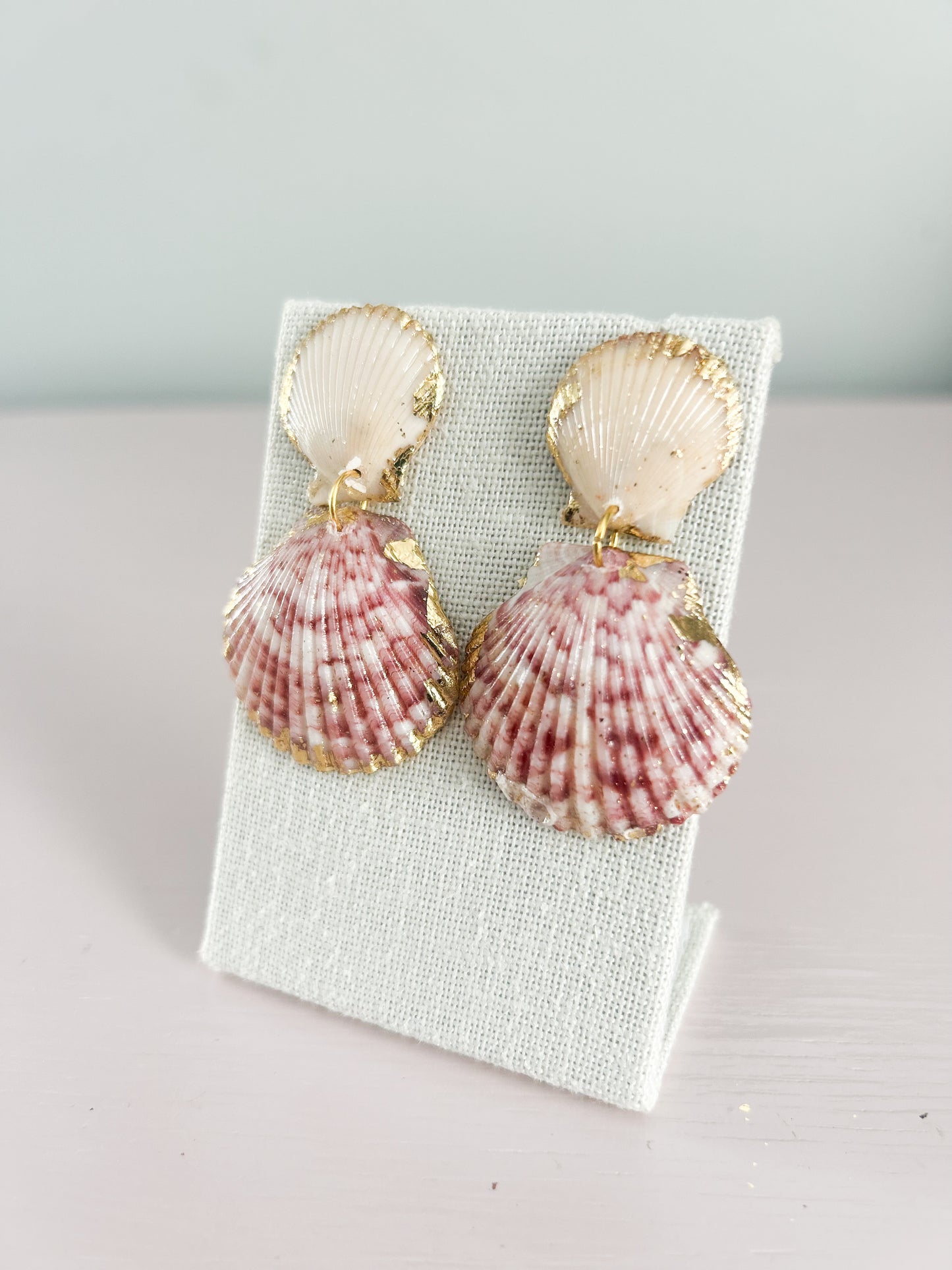 Red and White Invisible String Earrings