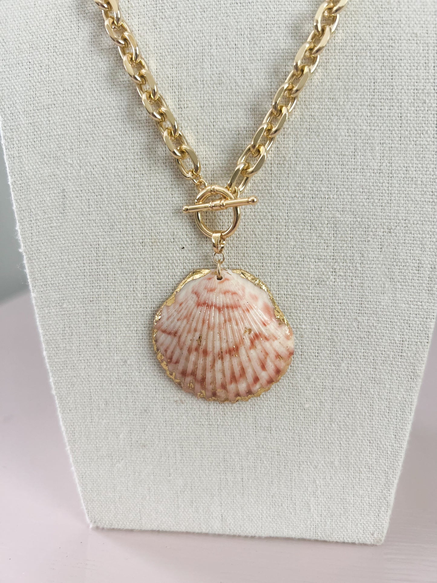 White and Red Scallop Call It What You Want Necklace