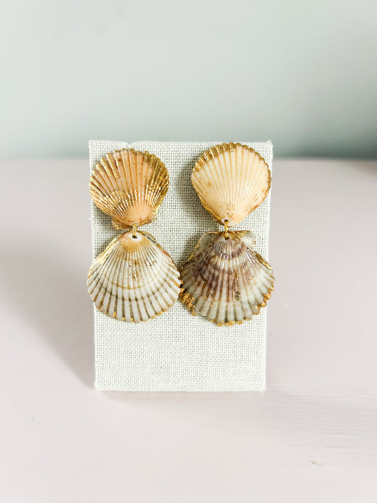 Cream and Grey Invisible String Earrings