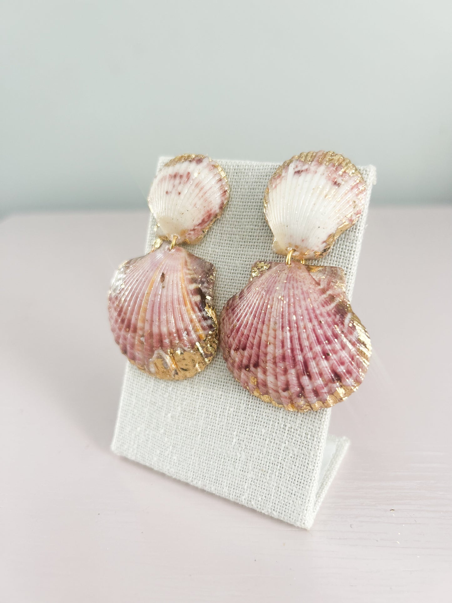 Pink and White Invisible String Earrings