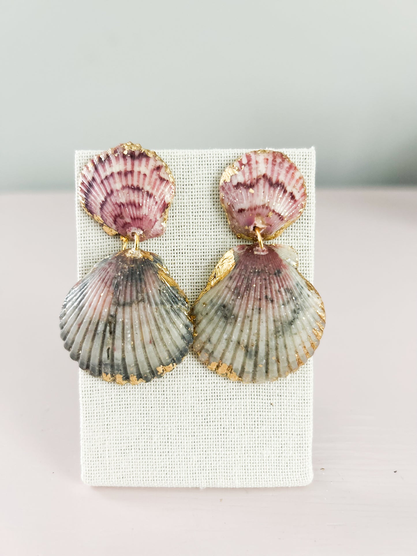 Grey and Pink Invisible String Earrings
