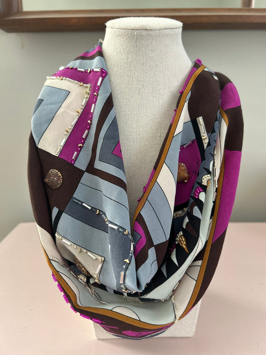 Vintage Pucci Purple and Brown All Too Well Scarf Necklace