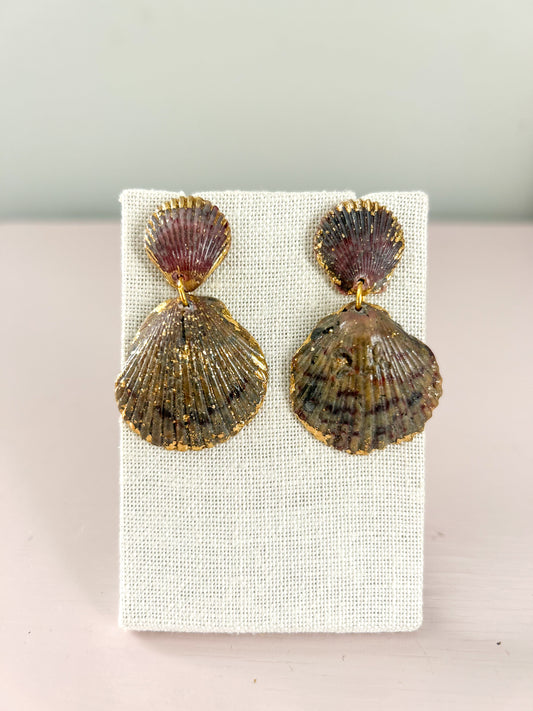 Maroon and Grey Invisible String Earrings