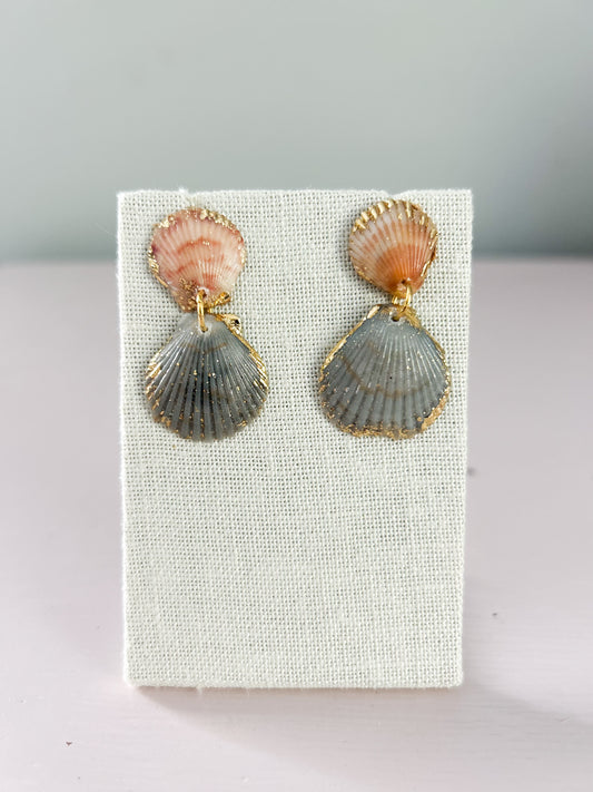 Orange and Green Medium Invisible String Earrings