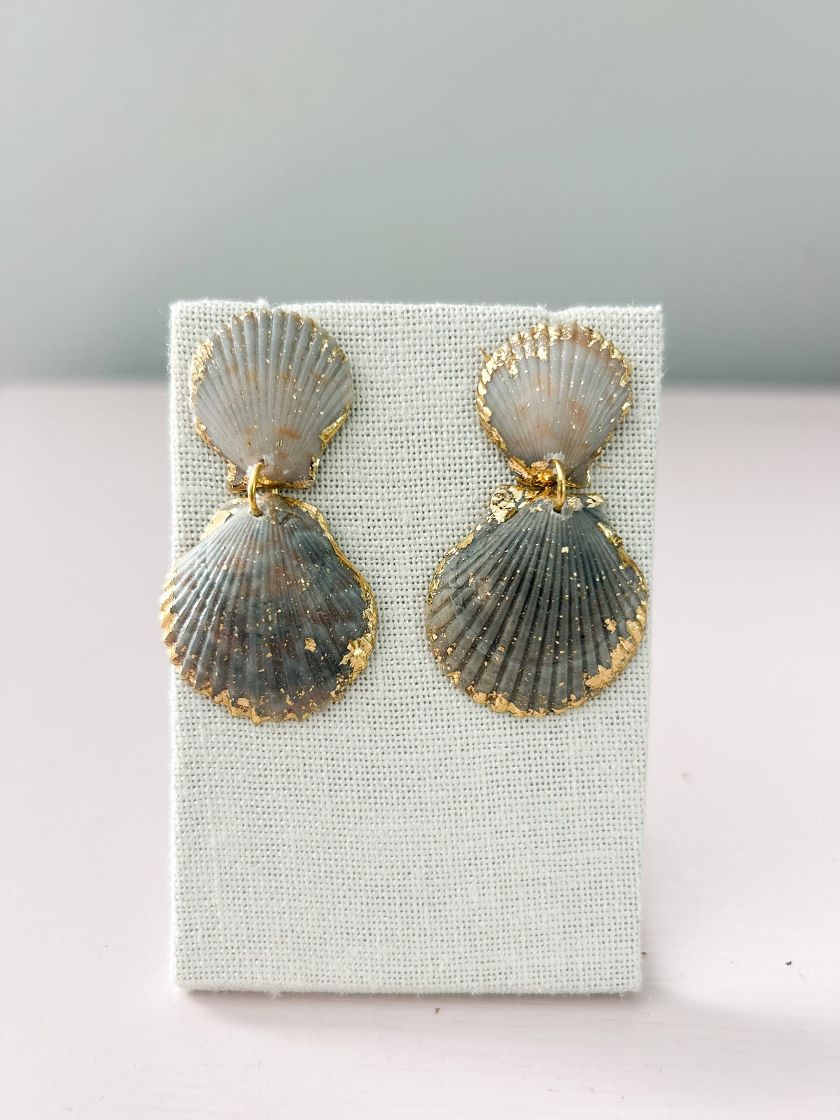Blue and Grey Invisible String Earrings