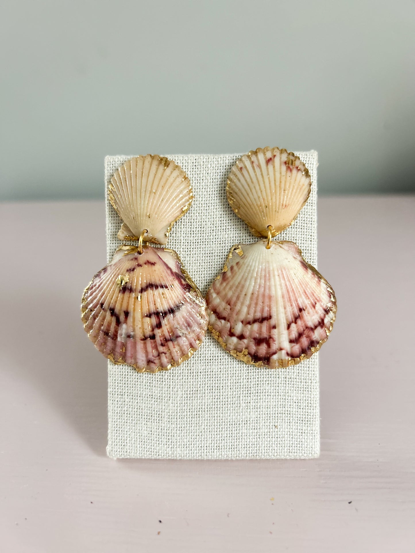 Pink and Cream Invisible String Earrings