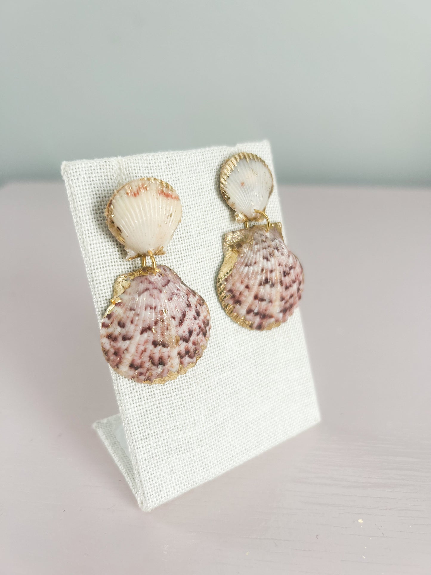Red and White Invisible String Earrings