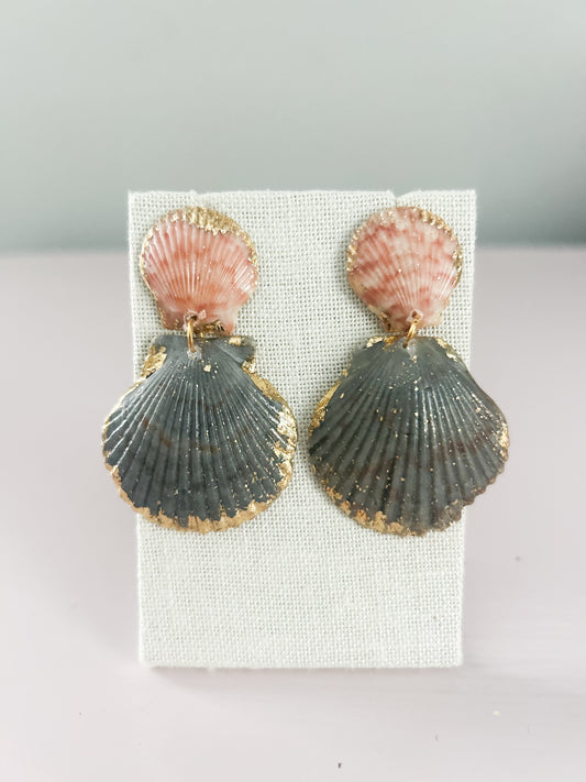Peach and Grey Invisible String Earrings