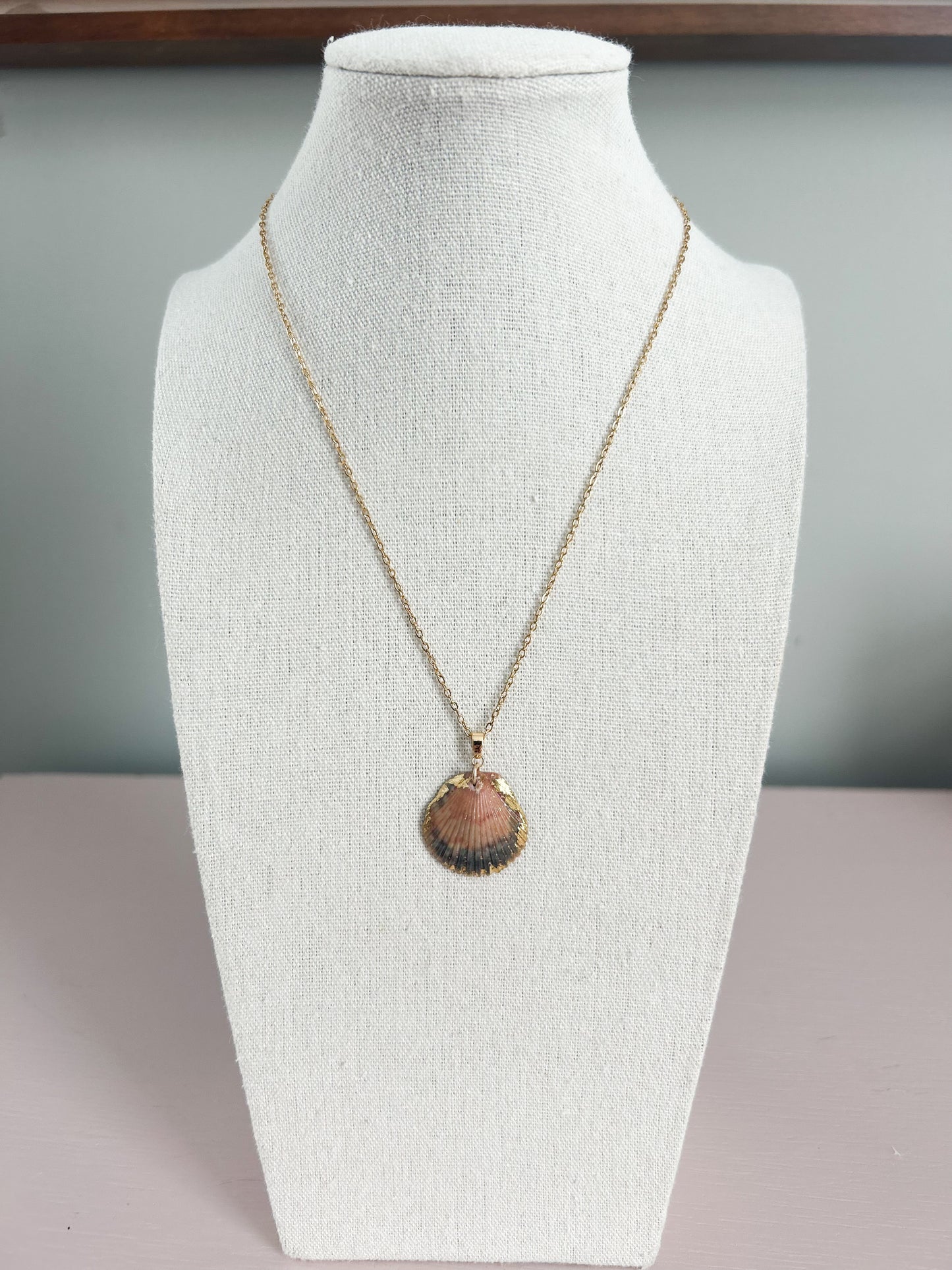 Peach and Blue Scallop Shell Call It What You Want Necklace