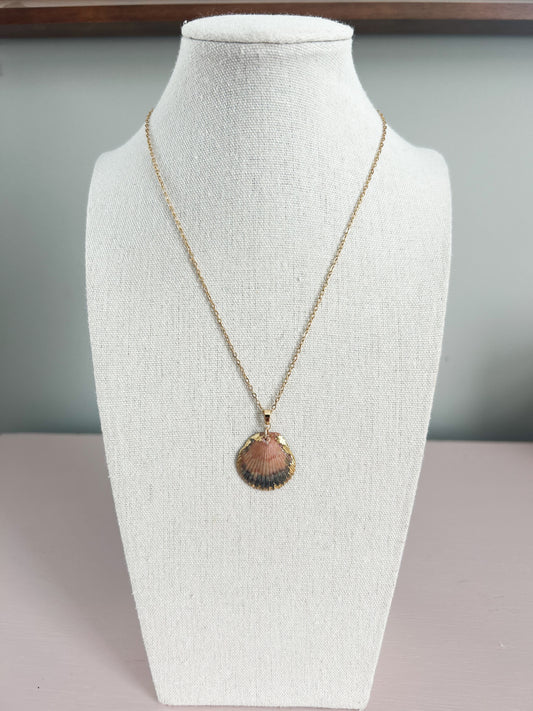 Peach and Blue Scallop Shell Call It What You Want Necklace
