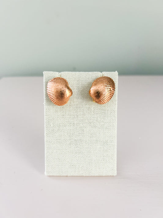 Rose Gold Cockle Shell Stud Earrings