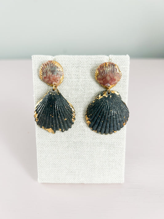 Red and Black Small Invisible String Earrings