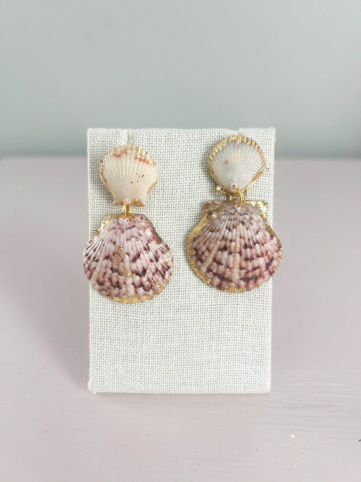 Red and White Invisible String Earrings