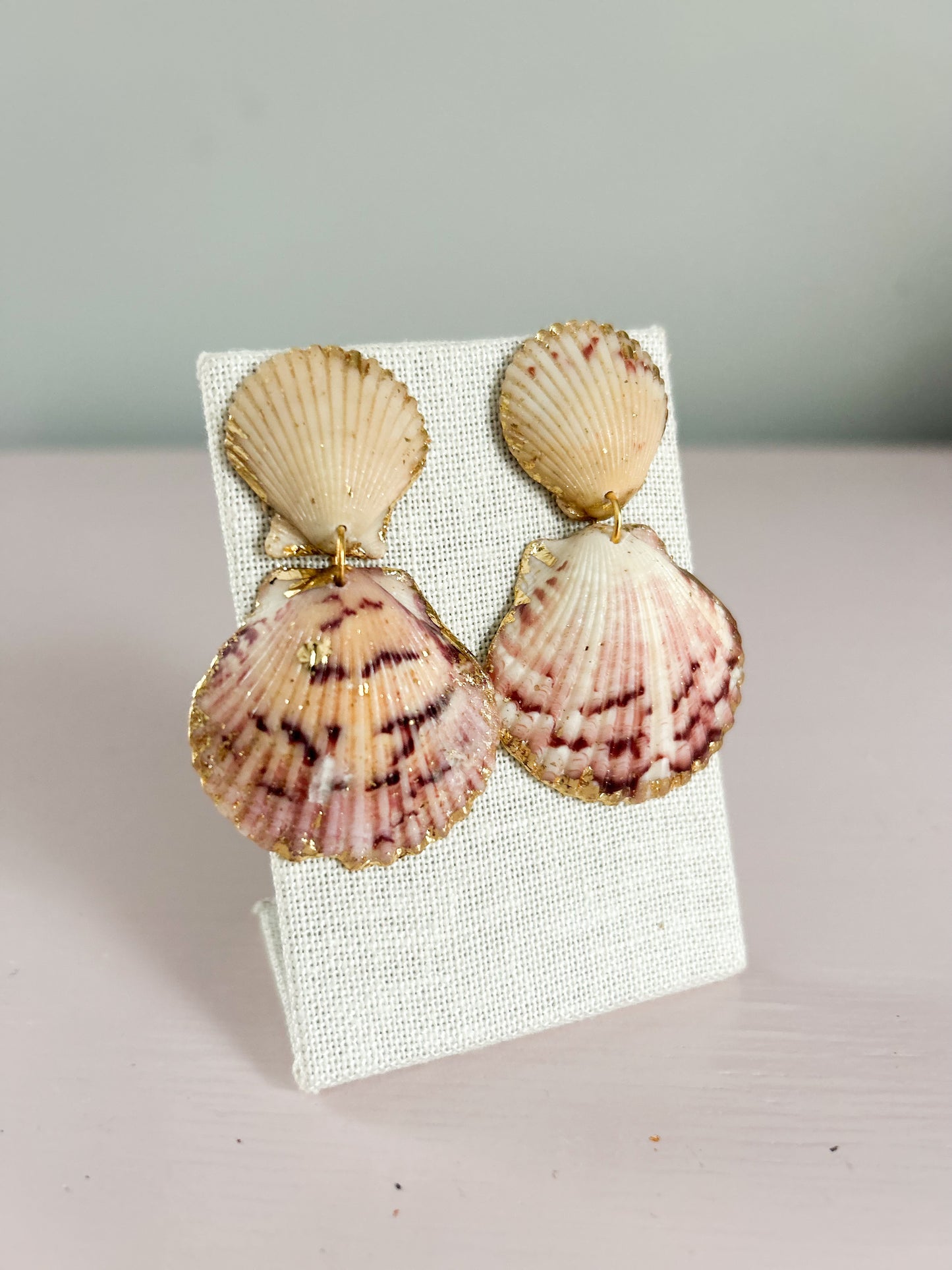 Pink and Cream Invisible String Earrings
