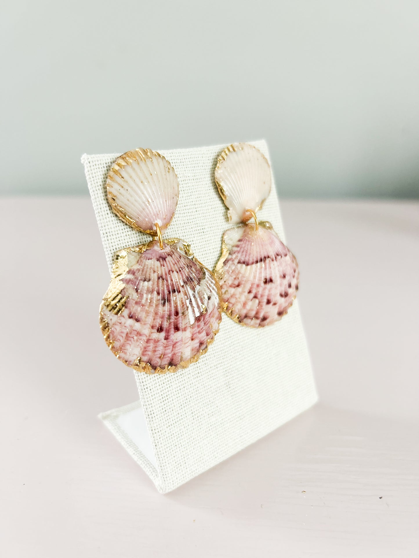 Pink and White Invisible String Earrings