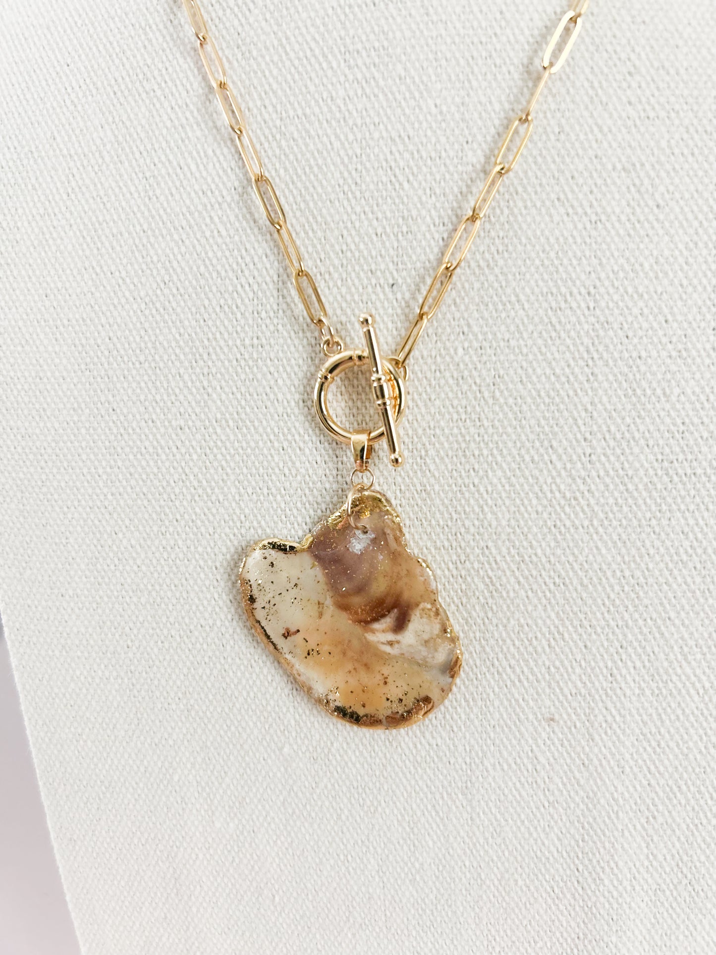 Tan Pearlized Shell Paperclip Call It What You Want Necklace