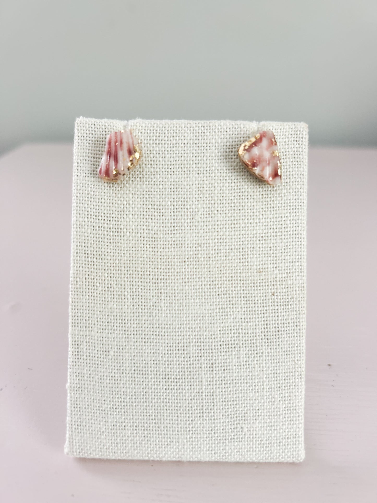 Pink and White Exile Studs