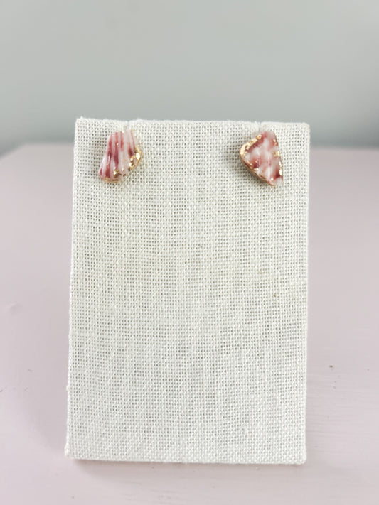 Pink and White Exile Studs