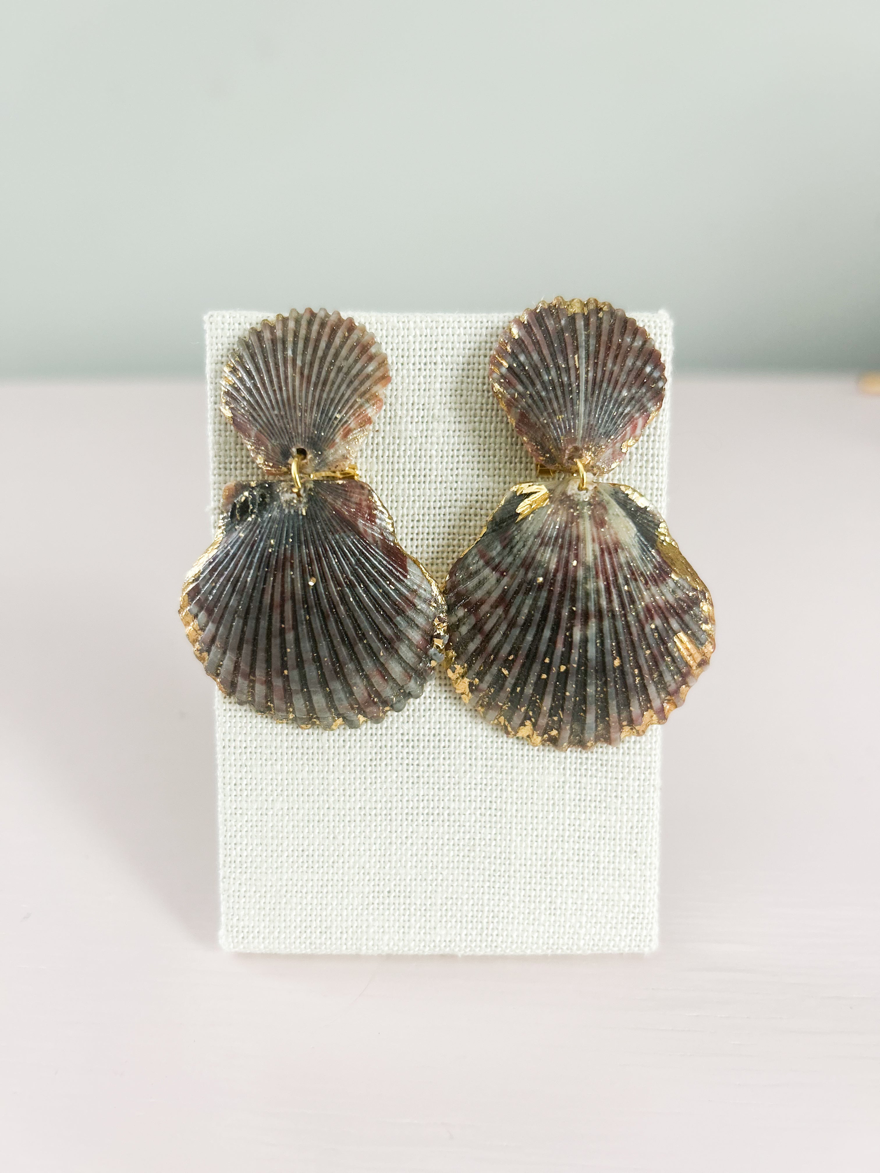 Blue and Grey Invisible String Earrings – Sacred Shells