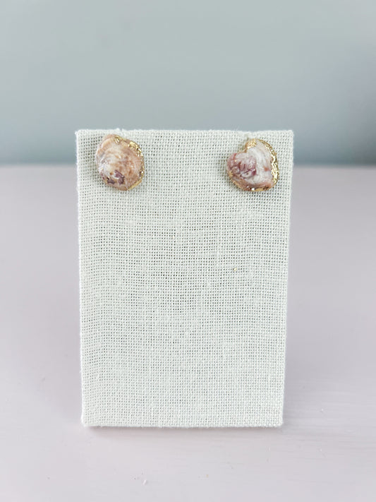 Oyster Shell August Stud Earrings
