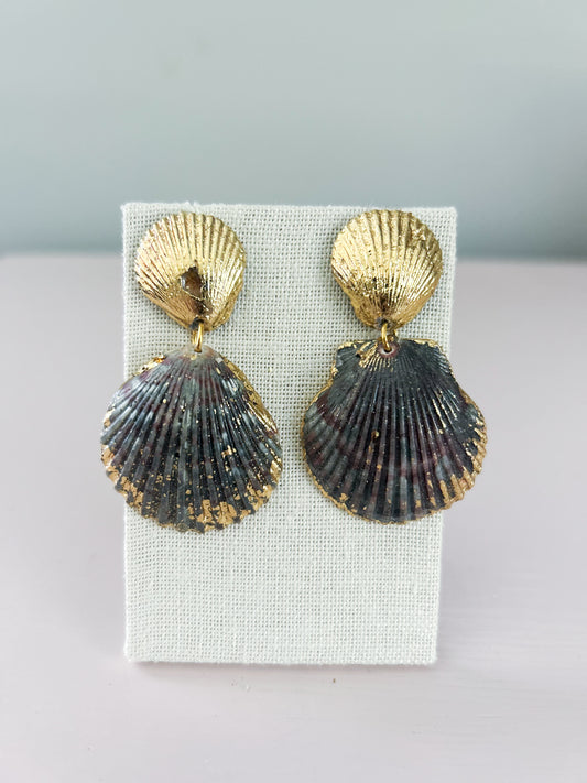 Gold and Purple Invisible String Earrings