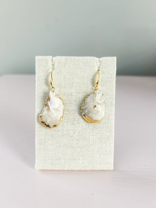 White Oyster Shell August Earrings