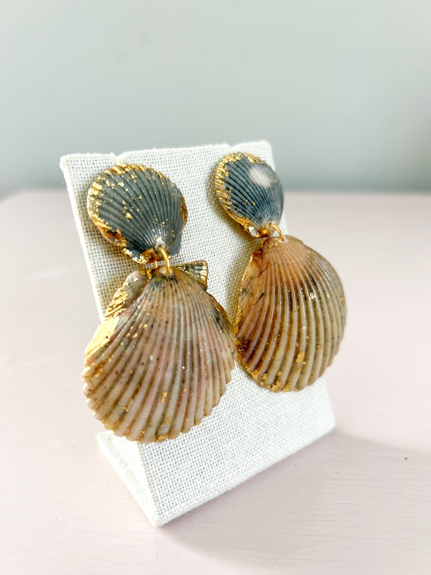 Grey and Pink Invisible String Earrings