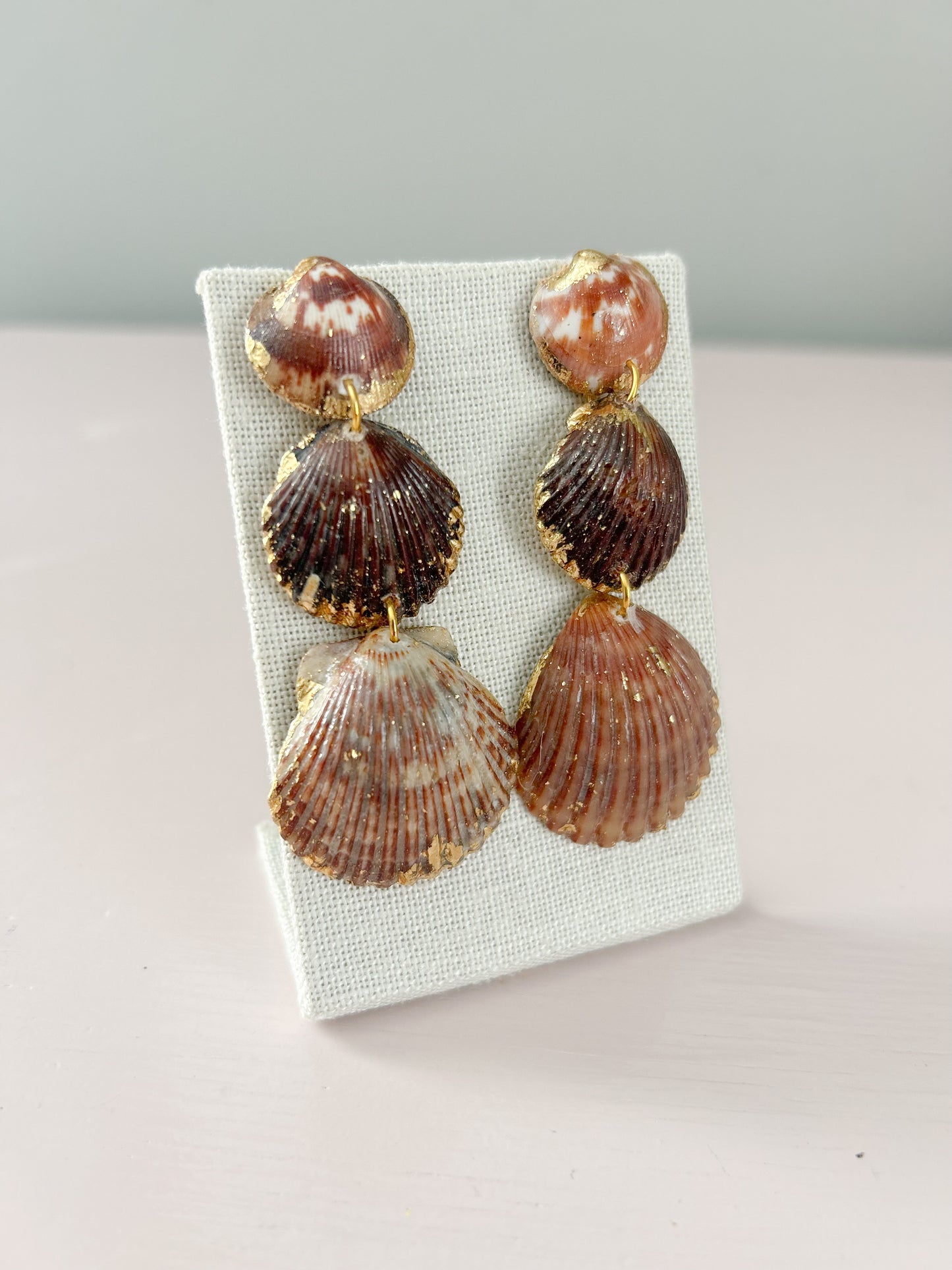 Bittersweet Clam and Scallop Brown Gorgeous Earrings