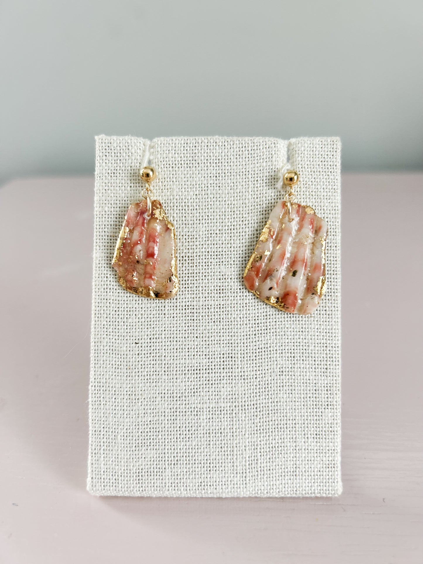 Red and White Exile Ball Stud Earrings