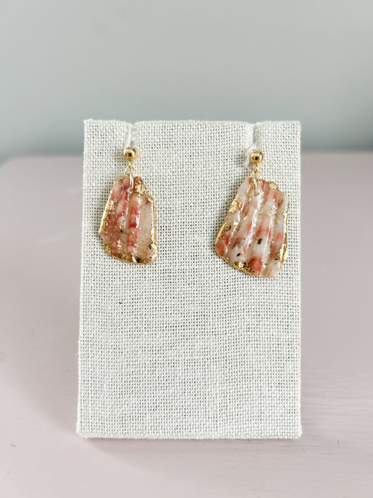 Red and White Exile Ball Stud Earrings