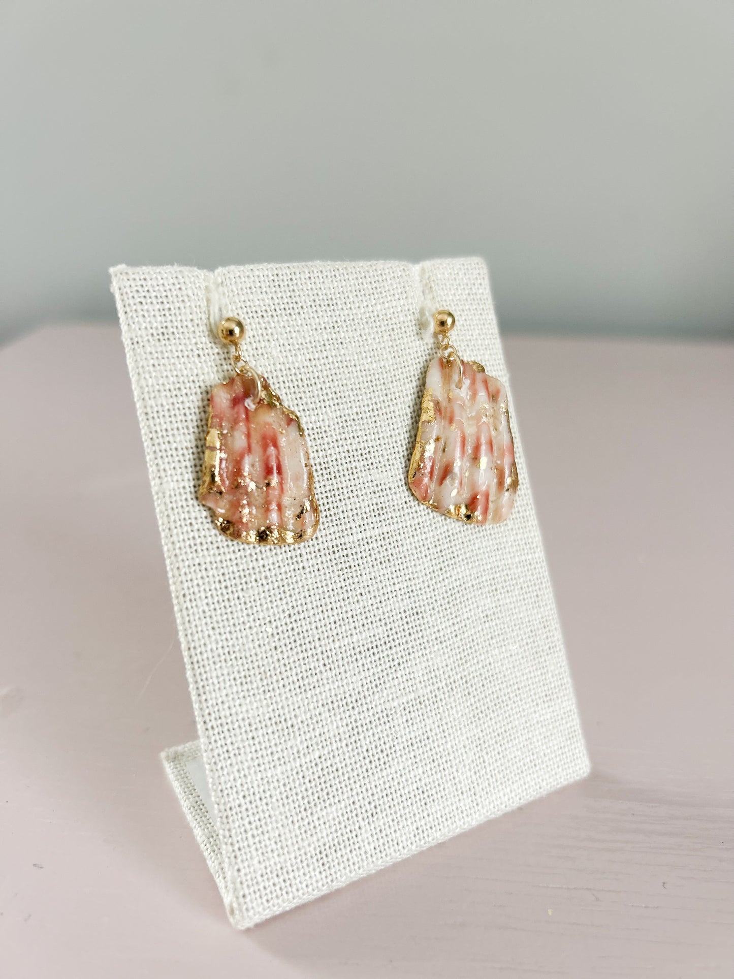 Red and White Exile Ball Stud Earrings