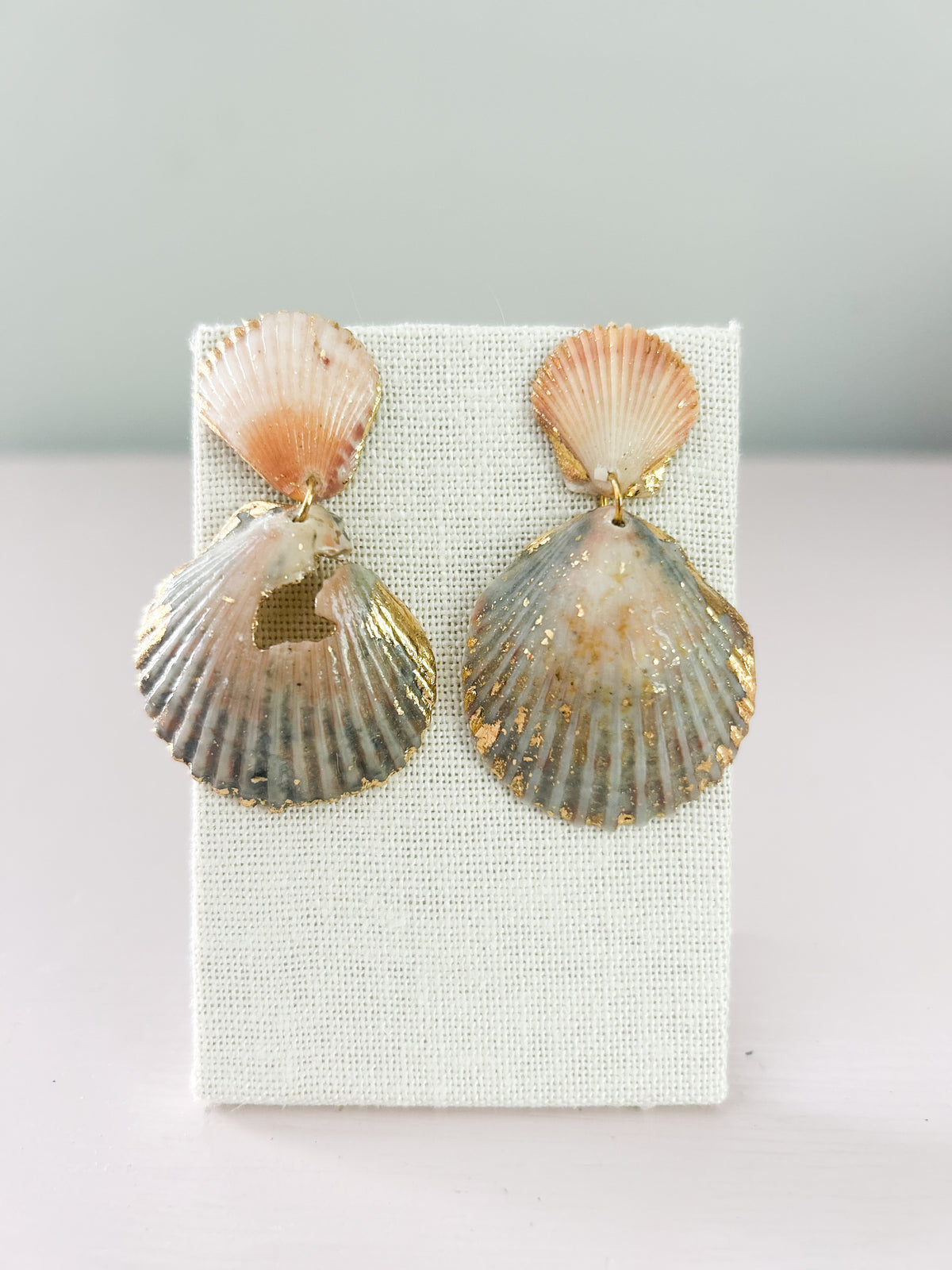 Orange and Grey Invisible String Medium Earrings