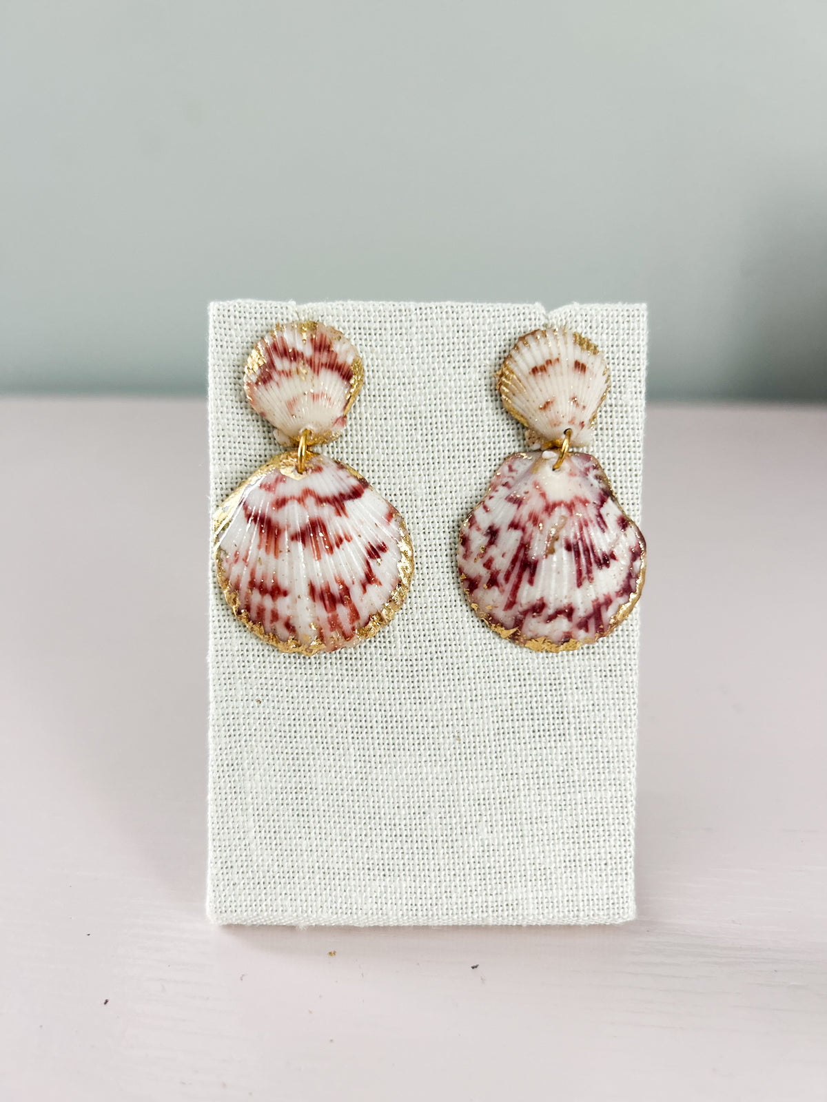 Red and White Invisible String Earrings