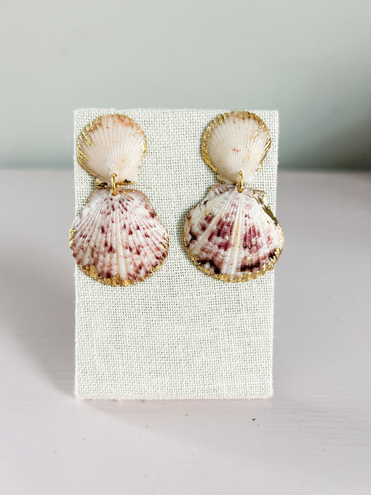 Purple and White Invisible String Earrings